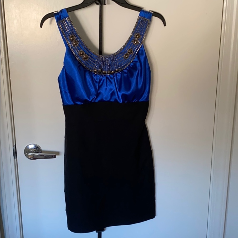 Blue gold and black dress